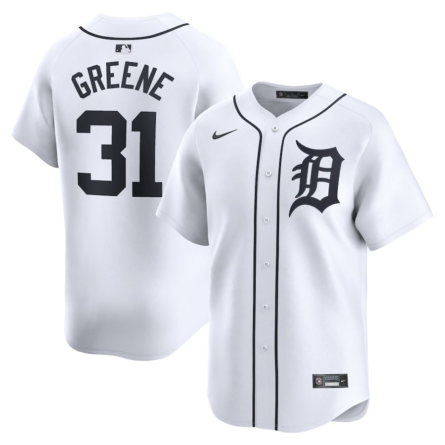 Men Detroit Tigers #31 Riley Greene Nike White Home Limited Player MLB Jersey->belgium jersey->Soccer Country Jersey
